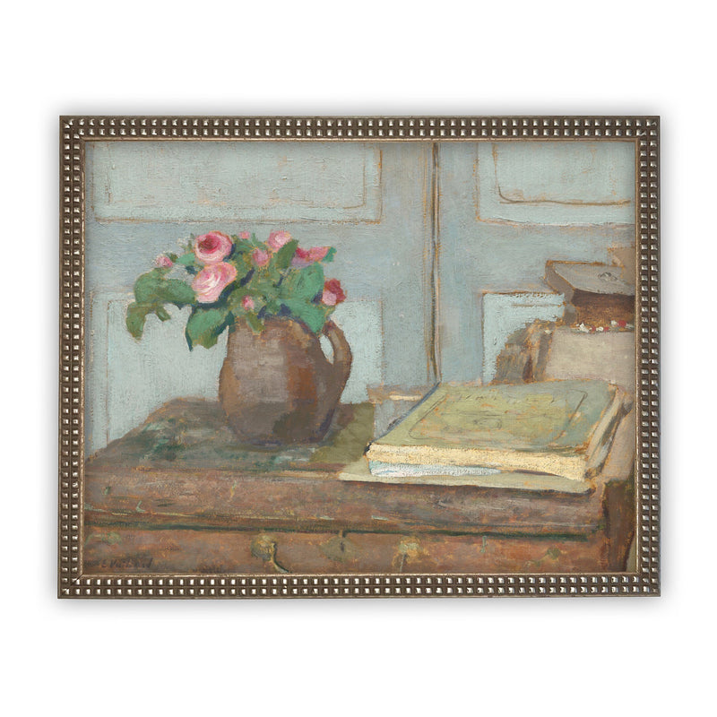 Vintage Framed Canvas Art // Framed Vintage Print // Vintage Painting // Vintage Still Life Oil Painting // Farmhouse print // #ST-614