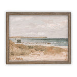 Vintage Framed Canvas Art // Framed Vintage Print // Vintage Oil Painting // Coastal Beach Art // Beach House Print //#LAN-199