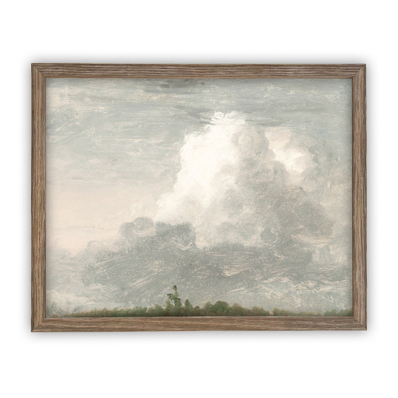 Vintage Framed Canvas Art // Framed Vintage Print // Vintage Painting // Cloud Study Landscape // Farmhouse print //#LAN-200