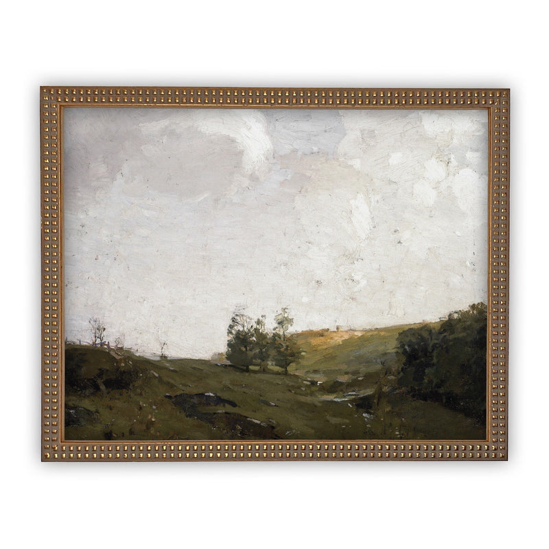 Vintage Framed Canvas Art  // Framed Vintage Print // Vintage Painting // Vintage Green Landscape // Farmhouse print //#LAN-184