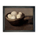 Vintage Framed Canvas Art // Framed Vintage Print // Vintage Egga Still Life Painting // Farmhouse Kitchen Print //#ST-613