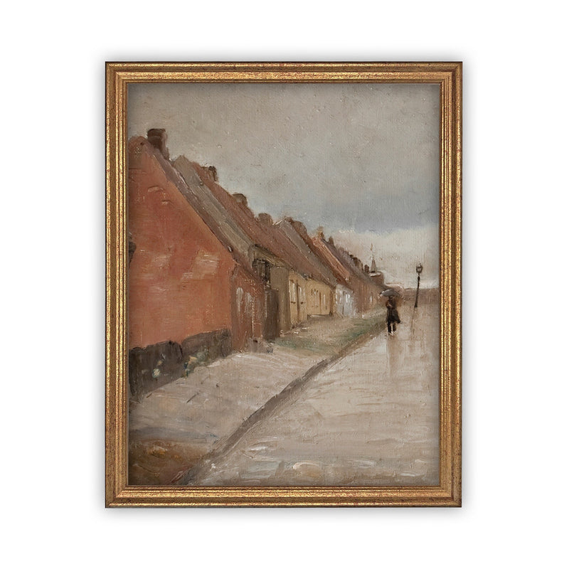 Vintage Framed Canvas Art  // Framed Vintage Print // Vintage Painting // European City Landscape Art // Farmhouse print //#ARC-115