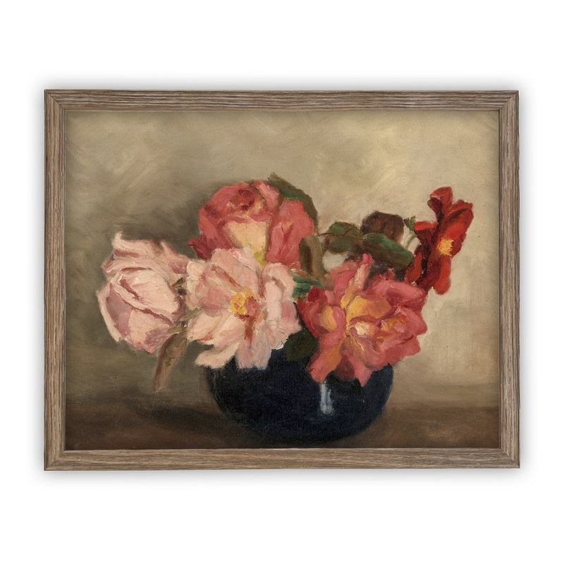 Vintage Framed Canvas Art  // Framed Vintage Print // Vintage Painting // Floral Still Life Print // Botanical print //#BOT-128