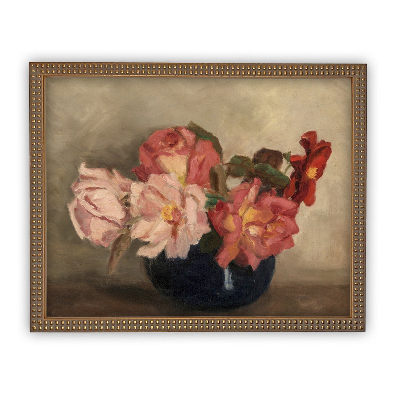 Vintage Framed Canvas Art  // Framed Vintage Print // Vintage Painting // Floral Still Life Print // Botanical print //#BOT-128