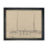 Vintage Framed Canvas Art  // Framed Vintage Print // Vintage Painting // Vintage Sailboat Sketch // Farmhouse print //#LAN-188