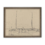 Vintage Framed Canvas Art  // Framed Vintage Print // Vintage Painting // Vintage Sailboat Sketch // Farmhouse print //#LAN-188