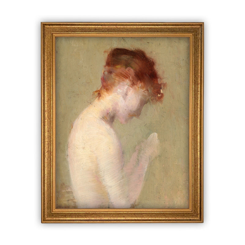 Vintage Framed Canvas Art // Framed Vintage Print // Vintage Painting // Portrait of a Woman // Antique oil painting print //#P-527