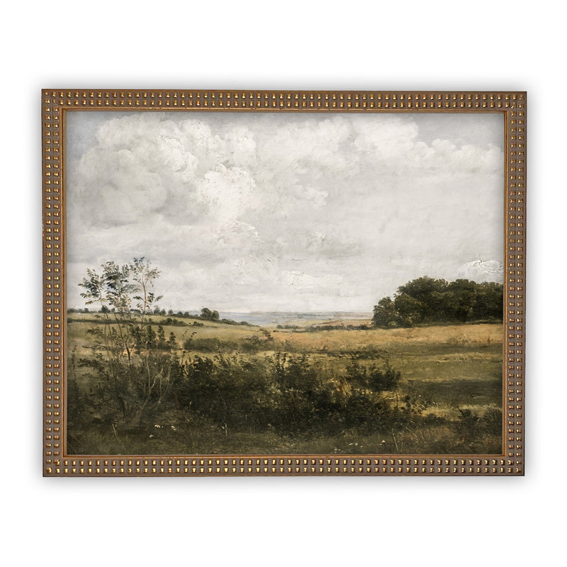 Vintage Framed Canvas Art // Framed Vintage Print // Vintage Spring Painting // Muted Landscape Art// Farmhouse Oil Painting //#LAN-194