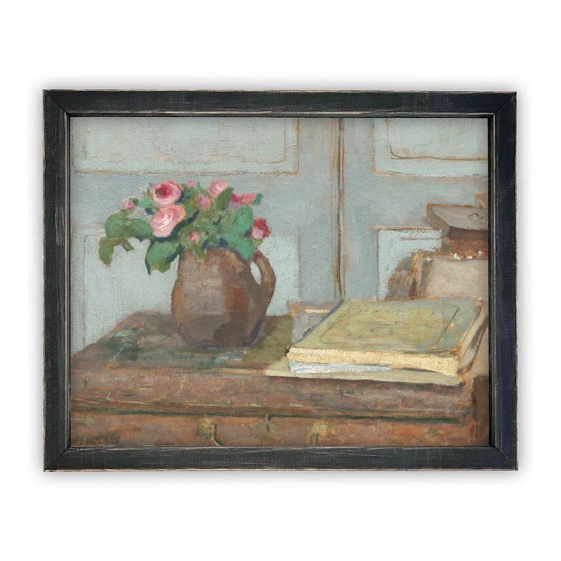 Vintage Framed Canvas Art // Framed Vintage Print // Vintage Painting // Vintage Still Life Oil Painting // Farmhouse print // #ST-614