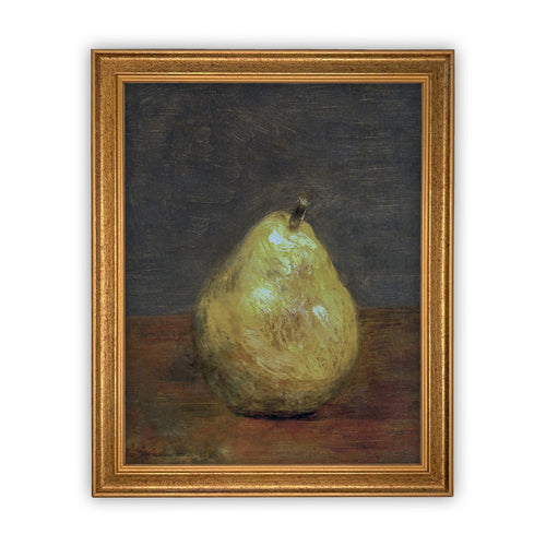 Vintage Framed Canvas Art // Framed Vintage Pear Art // Vintage Fruit Oil Painting // Still Life Kitchen Painting // Farmhouse Art //#ST-615