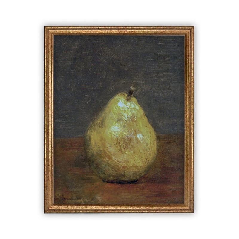 Vintage Framed Canvas Art // Framed Vintage Pear Art // Vintage Fruit Oil Painting // Still Life Kitchen Painting // Farmhouse Art //#ST-615