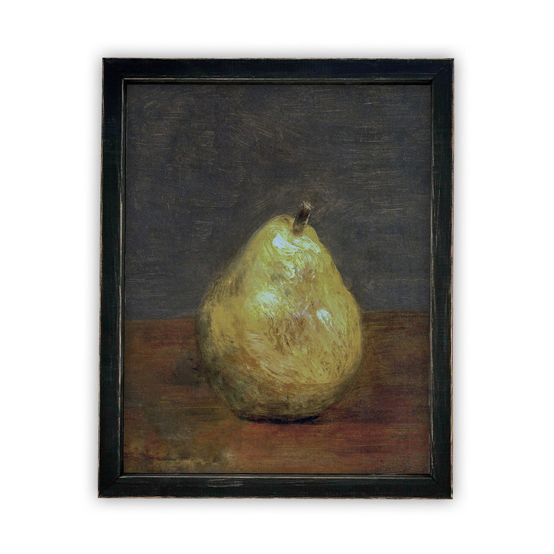 Vintage Framed Canvas Art // Framed Vintage Pear Art // Vintage Fruit Oil Painting // Still Life Kitchen Painting // Farmhouse Art //#ST-615