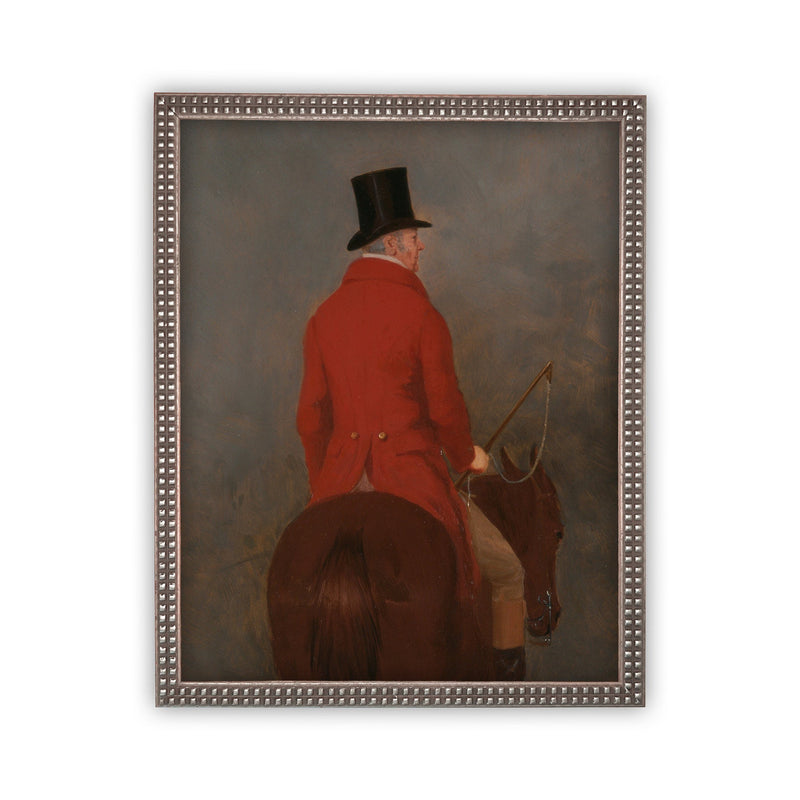 Vintage Framed Canvas Art // Framed Vintage Print // Vintage Oil Painting // Gentleman On Horseback Painting // Farmhouse Art //#A-158