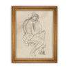Vintage Framed Canvas Art // Framed Vintage Print // Vintage Painting // Vintage Portrait Sketch // Neutral Framed Sketch //#P-531