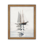 Vintage Framed Canvas Art // Framed Vintage Print // Vintage Sailboat Painting // Boating Art // Beach House Print //#LAN-202