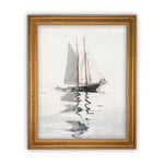 Vintage Framed Canvas Art // Framed Vintage Print // Vintage Sailboat Painting // Boating Art // Beach House Print //#LAN-202