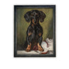 Vintage Framed Canvas Art // Framed Vintage Print // Vintage Dachshund Painting // Vintage Dog Art // Boys Room or Nursery Print //#A-161